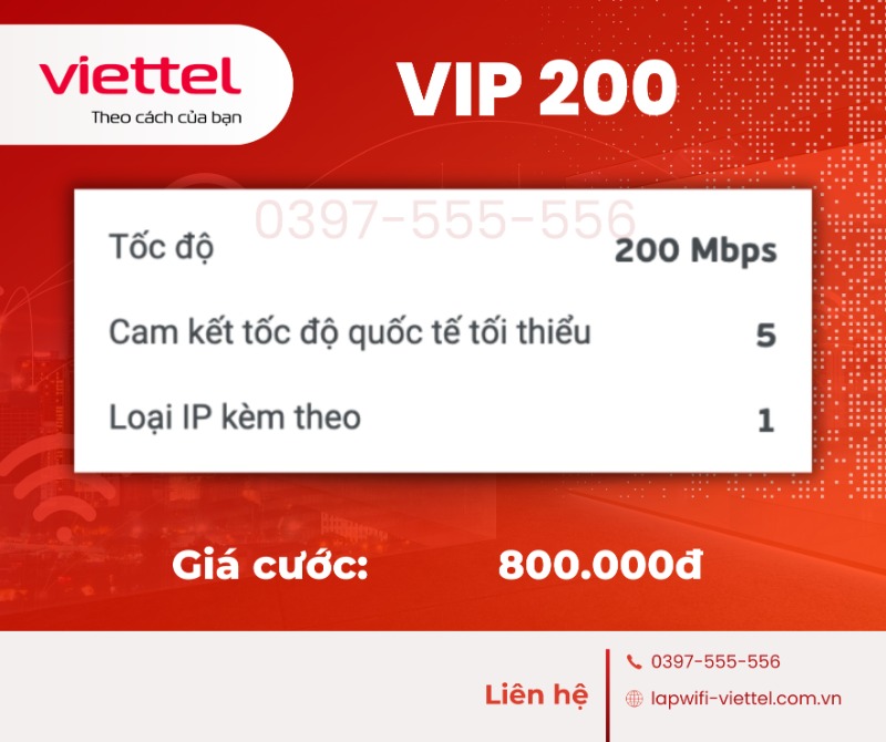 GÓI CƯỚC VIP 200 - 800.000đ